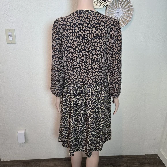 Maeve Anthropologie Juno Leopard Animal Print Dress Size Small Tunic Brown - Picture 3 of 16